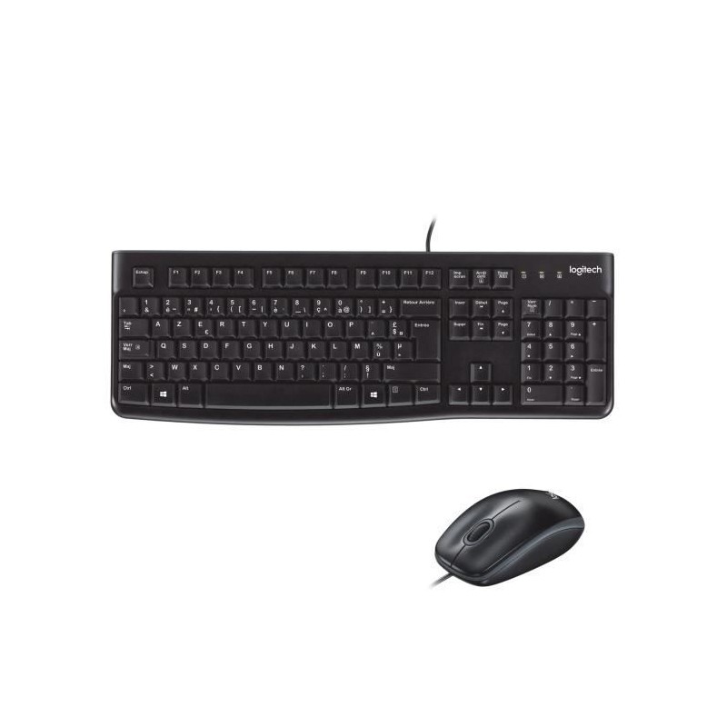 Ensemble Clavier Souris - Filaire - Logitech - MK120 - AZERTY - Noir Ensemble Clavier Souris - Filaire - Logitech - MK120 - AZERTY - Noir