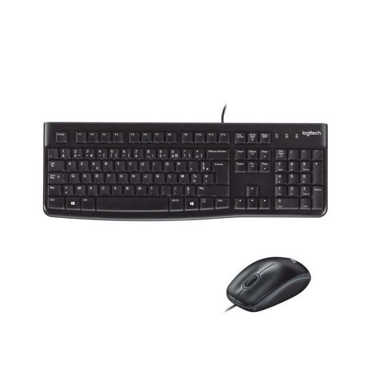 Ensemble Clavier Souris - Filaire - Logitech - MK120 - AZERTY - Noir