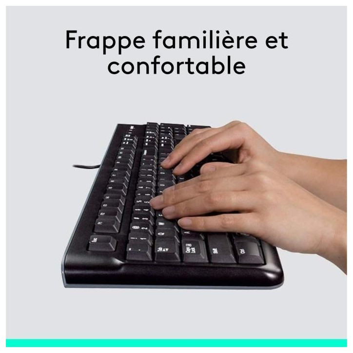 Ensemble Clavier Souris - Filaire - Logitech - MK120 - AZERTY - Noir