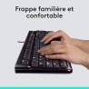 Ensemble Clavier Souris - Filaire - Logitech - MK120 - AZERTY - Noir