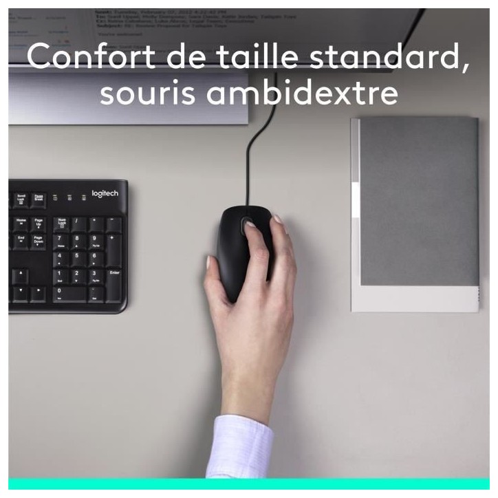 Ensemble Clavier Souris - Filaire - Logitech - MK120 - AZERTY - Noir