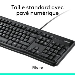 Ensemble Clavier Souris - Filaire - Logitech - MK120 - AZERTY - Noir