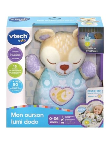Peluche VTECH BABY Mon Ourson Lumi Dodo - Veilleuse et Musique - Bleu - Enfant - 3 mois+
