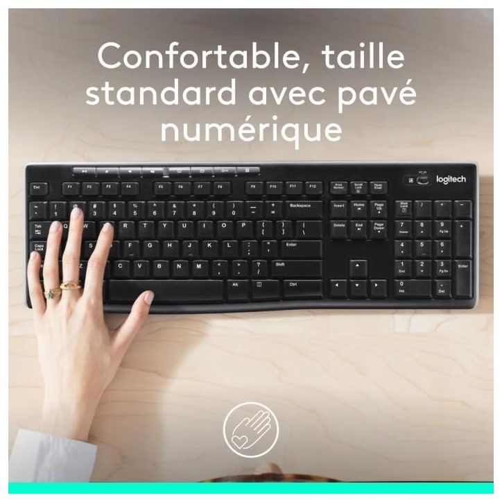 Clavier - Sans fil - Logitech - K270 - AZERTY - Noir Clavier - Sans fil - Logitech - K270 - AZERTY - Noir