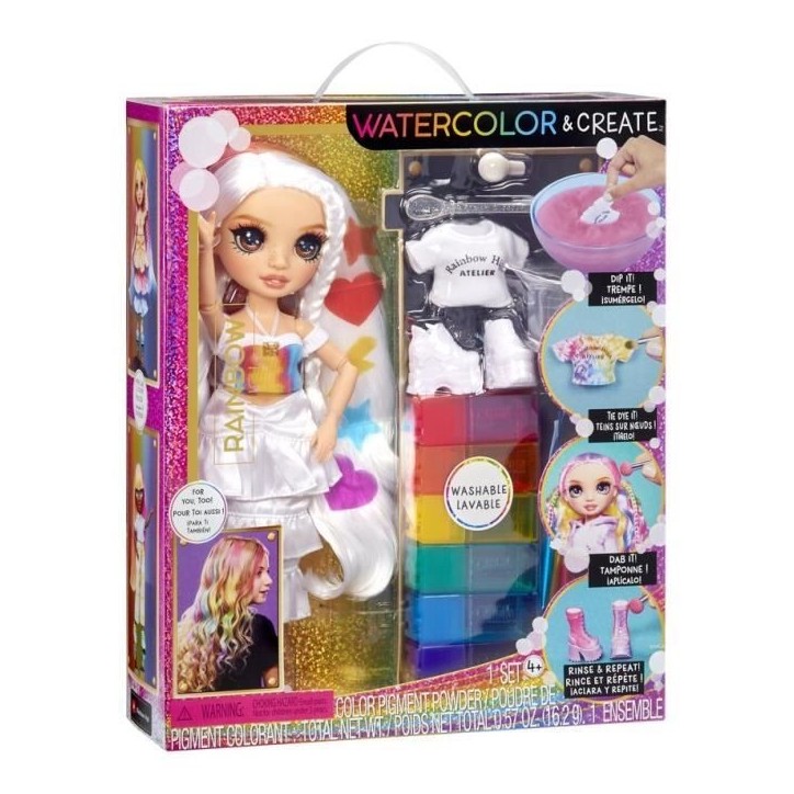 Rainbow High - Water Color - 1 poupée mannequin (Violet) de 27cm - 2 tenues et accessoires a personnaliser - Colore tes cheveux Rainbow High - Water Color - 1 poupée mannequin (Violet) de 27cm - 2 tenues et accessoires a personnaliser - Colore tes cheveux
