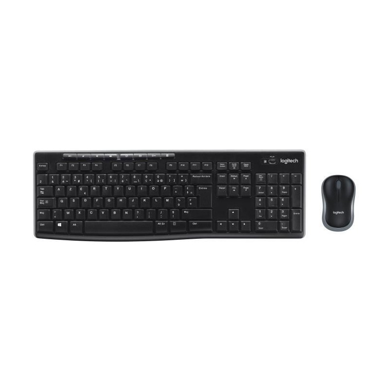 Ensemble Clavier Souris - Sans fil - Logitech - MK270 - AZERTY - Noir Ensemble Clavier Souris - Sans fil - Logitech - MK270 - AZERTY - Noir