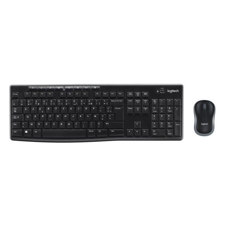 Ensemble Clavier Souris - Sans fil - Logitech - MK270 - AZERTY - Noir Ensemble Clavier Souris - Sans fil - Logitech - MK270 - AZERTY - Noir