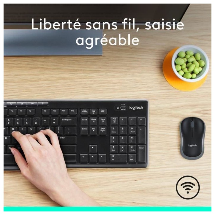 Ensemble Clavier Souris - Sans fil - Logitech - MK270 - AZERTY - Noir Ensemble Clavier Souris - Sans fil - Logitech - MK270 - AZERTY - Noir