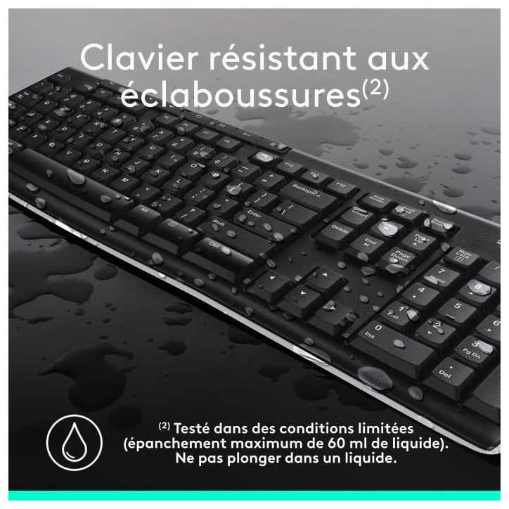 Ensemble Clavier Souris - Sans fil - Logitech - MK270 - AZERTY - Noir Ensemble Clavier Souris - Sans fil - Logitech - MK270 - AZERTY - Noir