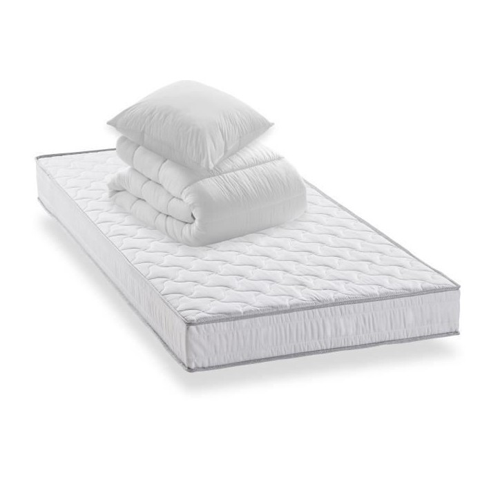 Pack Matelas 90x190 + Couette 140x200 + Oreiller 60x60 - Mousse - 16 cm - Ferme - DEKO DREAM Star Pack Matelas 90x190 + Couette 140x200 + Oreiller 60x60 - Mousse - 16 cm - Ferme - DEKO DREAM Star