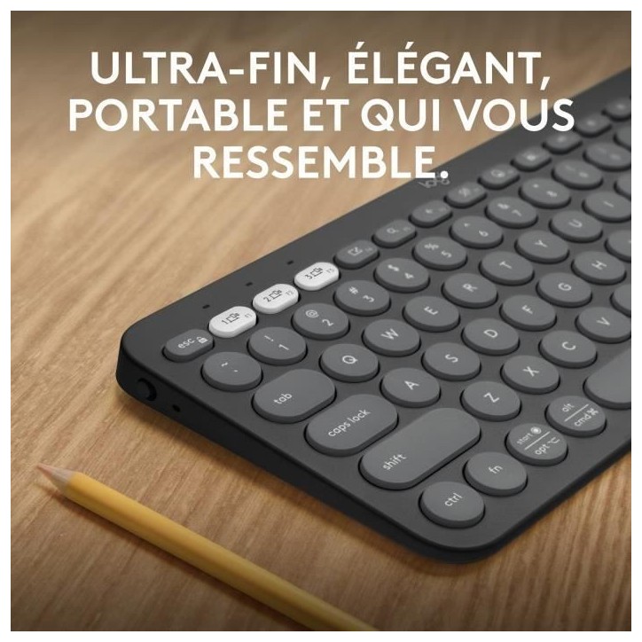 Clavier - Sans fil - Logitech - Pebble Keys 2 K380s - Bouton Easy-switch - Graphite Clavier - Sans fil - Logitech - Pebble Keys 2 K380s - Bouton Easy-switch - Graphite