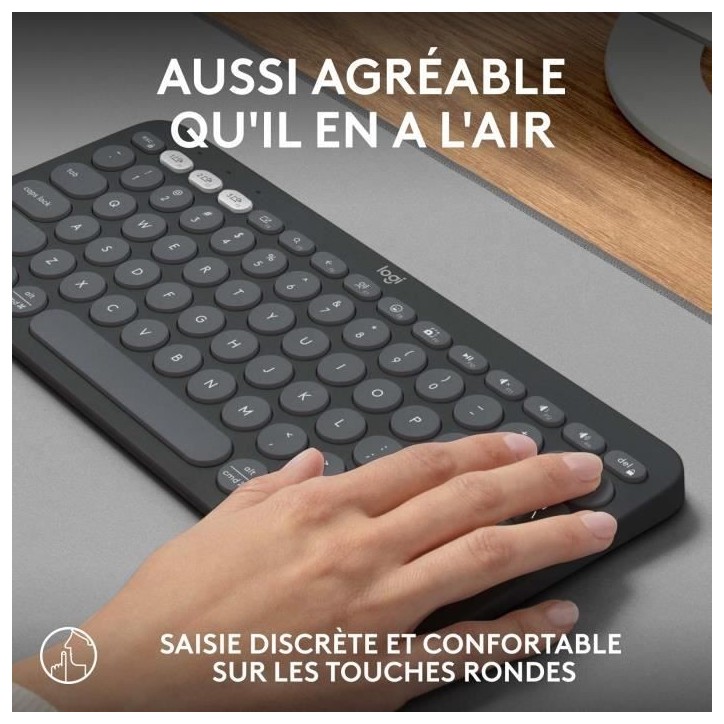 Clavier - Sans fil - Logitech - Pebble Keys 2 K380s - Bouton Easy-switch - Graphite Clavier - Sans fil - Logitech - Pebble Keys 2 K380s - Bouton Easy-switch - Graphite