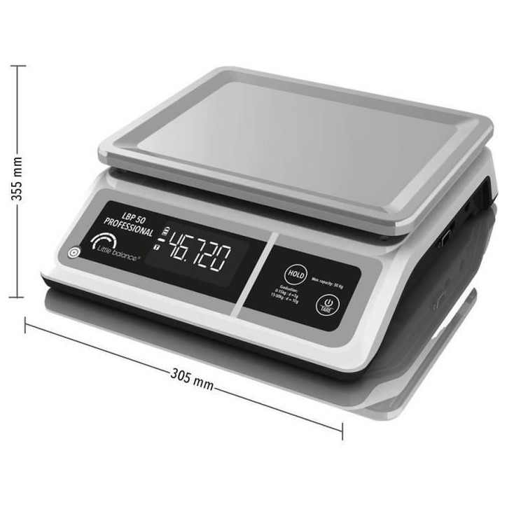 Balance professionnelle - LBP 50 Professional - USB - Gris - LITTLE BALANCE - Balance de cuisine - 50 kg