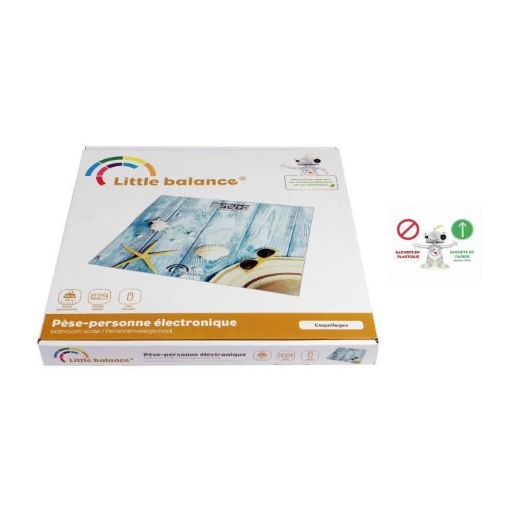 Pese-personne électronique LITTLE BALANCE 8334- Design Coquillages - 180 kg / 100 g Pese-personne électronique LITTLE BALANCE 8334- Design Coquillages - 180 kg / 100 g