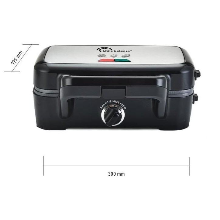 Gaufrier LITTLE BALANCE - Speed'n Mixt - 2 Plaques Interchangeables - Ouverture 180°C - 1200 W Gaufrier LITTLE BALANCE - Speed'n Mixt - 2 Plaques Interchangeables - Ouverture 180°C - 1200 W