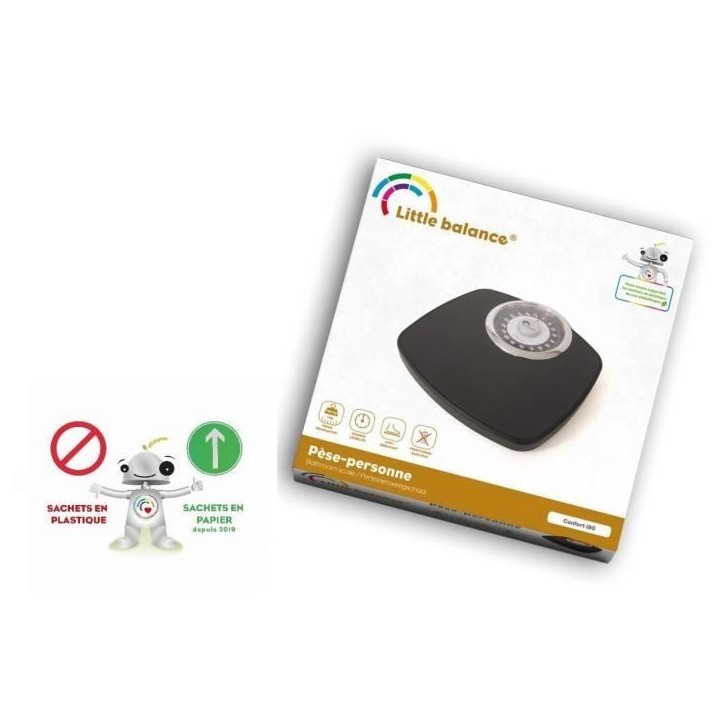 Balance Pese-personne mécanique LITTLE BALANCE 8400 Confort 180, 180 kg / 1 kg, Grand écran, Compact, Noir & Chrome Balance Pese-personne mécanique LITTLE BALANCE 8400 Confort 180, 180 kg / 1 kg, Grand écran, Compact, Noir & Chrome