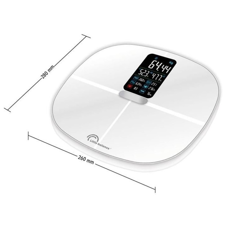 LITTLE BALANCE Pese-personne impédancemetre connecté blanc 180kg / 100g LITTLE BALANCE Pese-personne impédancemetre connecté blanc 180kg / 100g