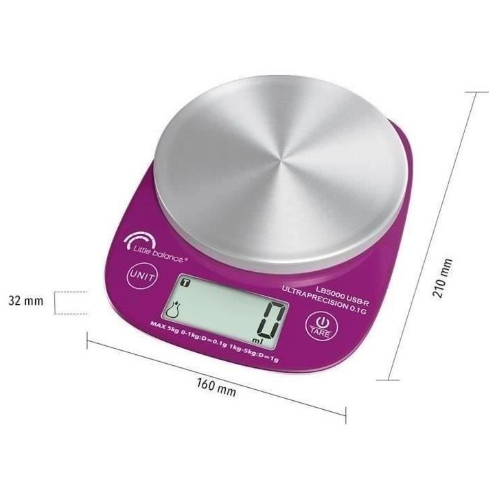 Balance culinaire - LB 5000 Pro Inox 5.1 - Ultraprécision - USB - Réparable LITTLE BALANCE Balance culinaire - LB 5000 Pro Inox 5.1 - Ultraprécision - USB - Réparable LITTLE BALANCE