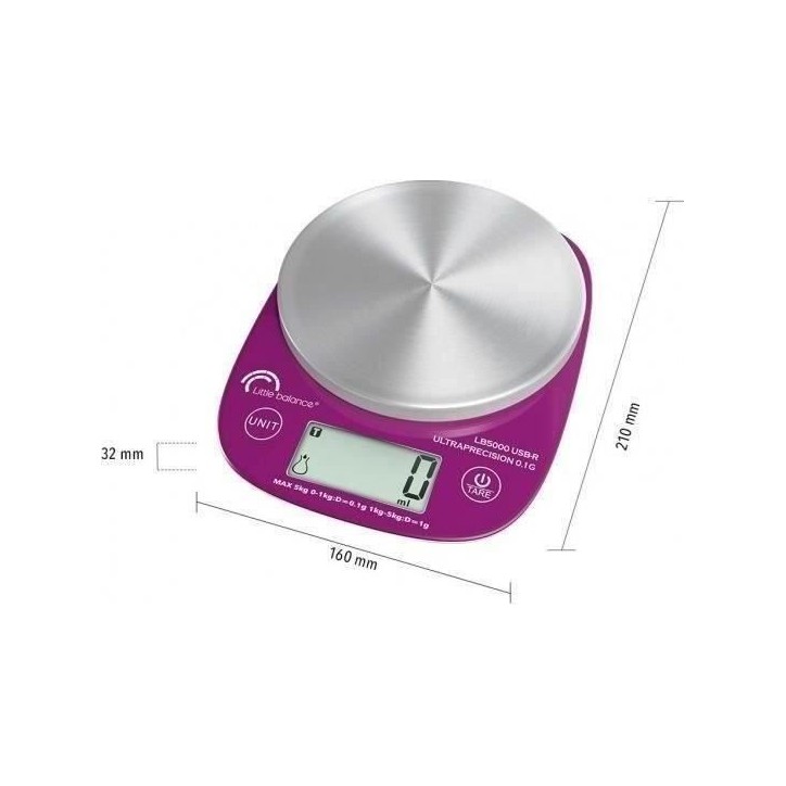 Balance culinaire - LB 5000 Pro Inox 5.1 - Ultraprécision - USB - Réparable LITTLE BALANCE Balance culinaire - LB 5000 Pro Inox 5.1 - Ultraprécision - USB - Réparable LITTLE BALANCE