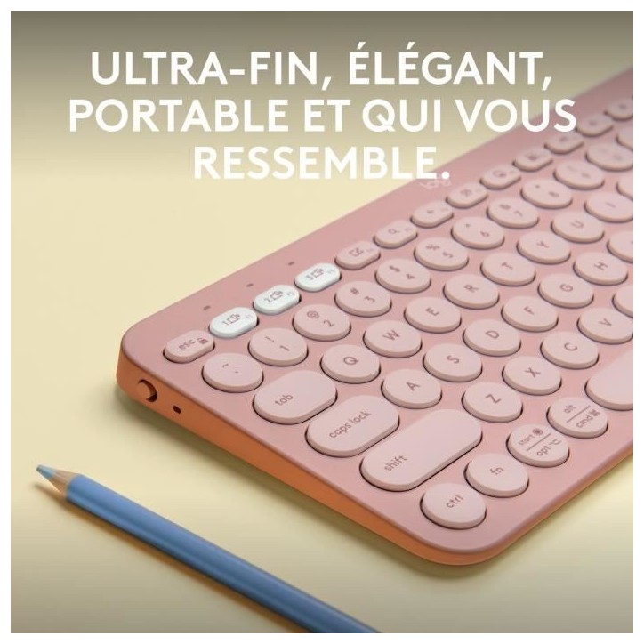 Clavier - Sans fil - Logitech - Pebble Keys 2 K380s - Bouton Easy-switch - Rose Clavier - Sans fil - Logitech - Pebble Keys 2 K380s - Bouton Easy-switch - Rose