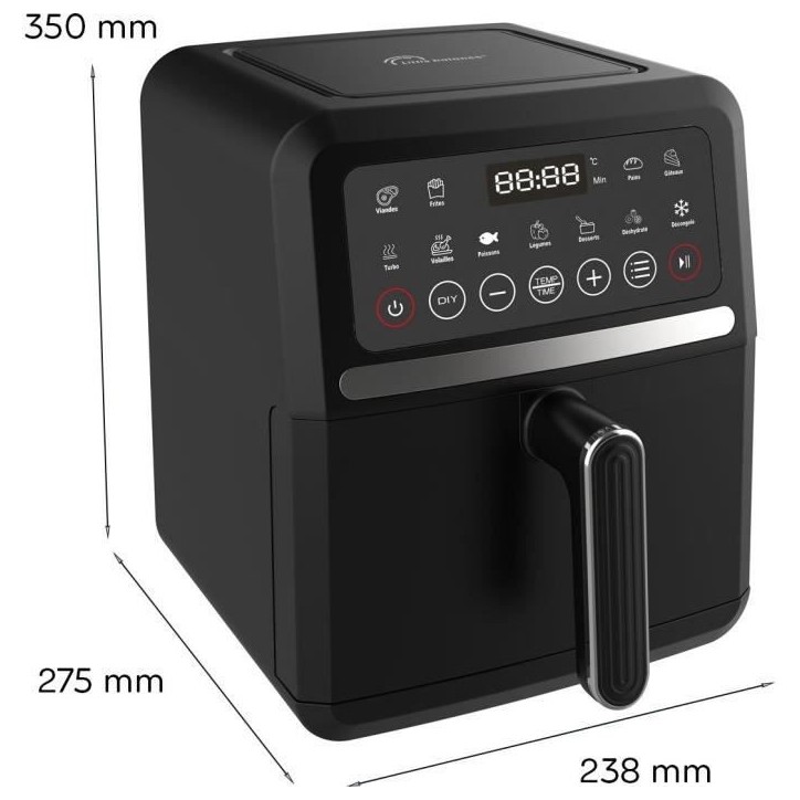 Friteuse sans huile LITTLE BALANCE - Crousty Light - Capacité 5L - Jusqu'a 0,9kg de frites - 12 programmes de cuisson - 1500W
