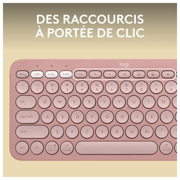 Clavier - Sans fil - Logitech - Pebble Keys 2 K380s - Bouton Easy-switch - Rose Clavier - Sans fil - Logitech - Pebble Keys 2 K380s - Bouton Easy-switch - Rose