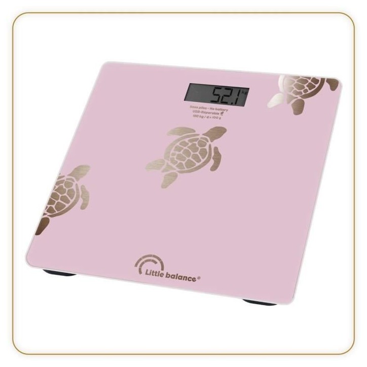 Pese-personne - LITTLE BALANCE - 8729 - Tortues gold métallisées - USB-réparable - 180 kg / 100 g - Rose Pese-personne - LITTLE BALANCE - 8729 - Tortues gold métallisées - USB-réparable - 180 kg / 100 g - Rose