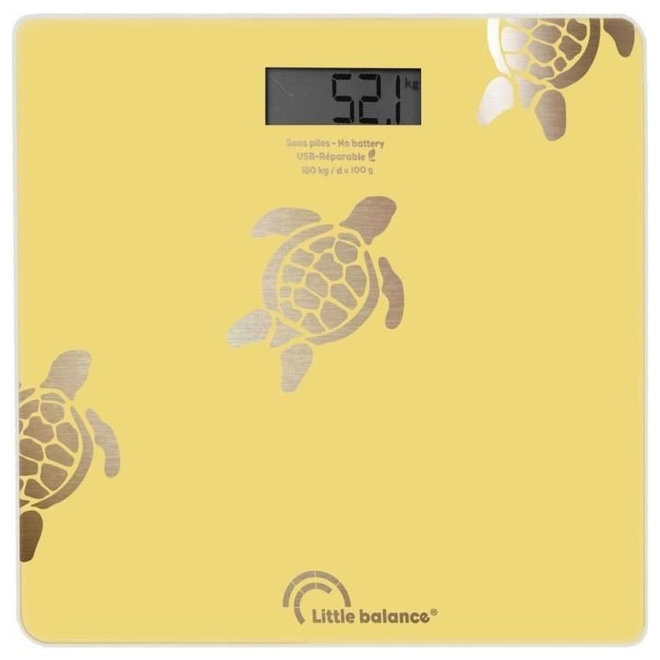 Pese-personne - LITTLE BALANCE - 8731 - Tortues sables métallisées - USB-réparable - 180 kg / 100 g - Jaune Pese-personne - LITTLE BALANCE - 8731 - Tortues sables métallisées - USB-réparable - 180 kg / 100 g - Jaune