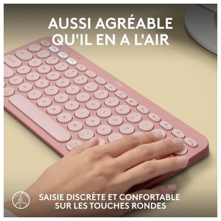 Clavier - Sans fil - Logitech - Pebble Keys 2 K380s - Bouton Easy-switch - Rose Clavier - Sans fil - Logitech - Pebble Keys 2 K380s - Bouton Easy-switch - Rose