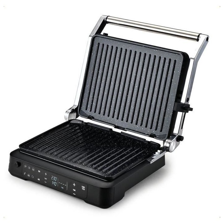 Grill LITTLE BALANCE - Surface Cuisson 29x23cm - Ouverture 180°C - Jusqu'a 230°C - Thermostat électronique réglable - 2000W Grill LITTLE BALANCE - Surface Cuisson 29x23cm - Ouverture 180°C - Jusqu'a 230°C - Thermostat électronique réglable - 2000W