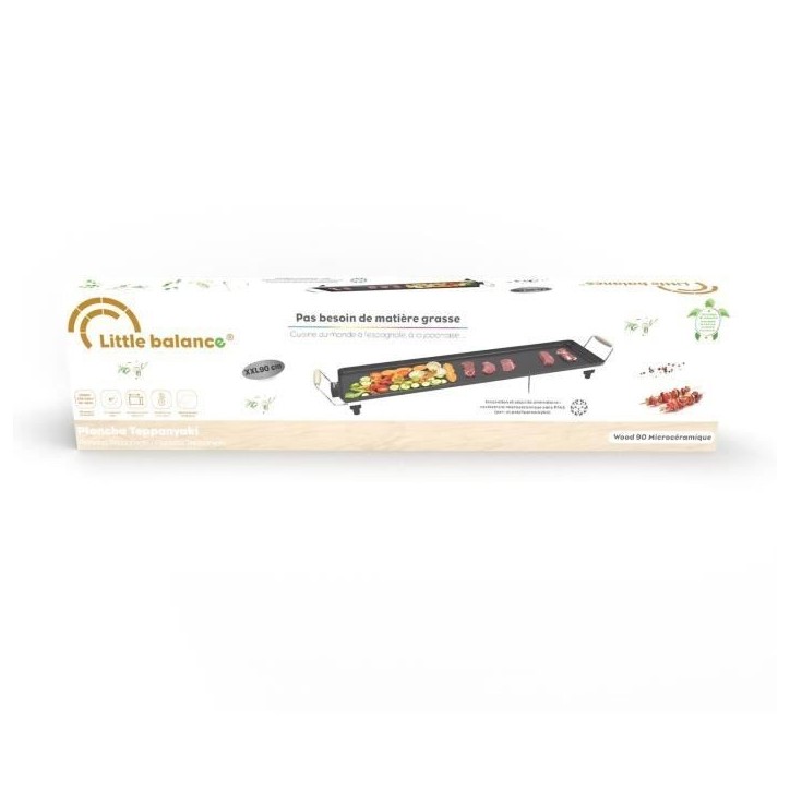 Plancha électrique LITTLE BALANCE - Wood 90 - Surface cuisson 90x23cm - Revetement anti-adhésif sans PFAS - 2000W
