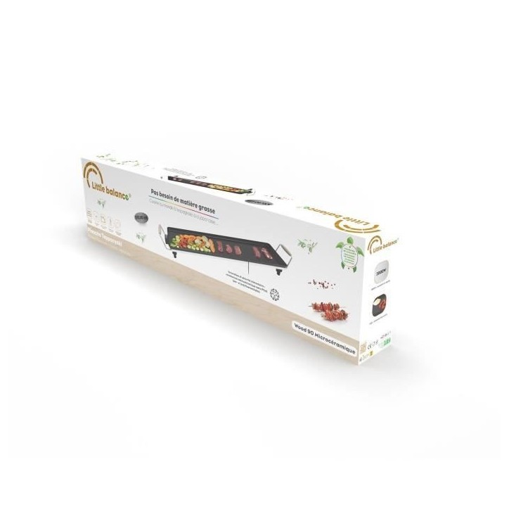 Plancha électrique LITTLE BALANCE - Wood 90 - Surface cuisson 90x23cm - Revetement anti-adhésif sans PFAS - 2000W