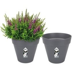 ELHO Lot de 2 pots de fleur rond Loft Urban - 19 L - Ø 28.5 x H 26