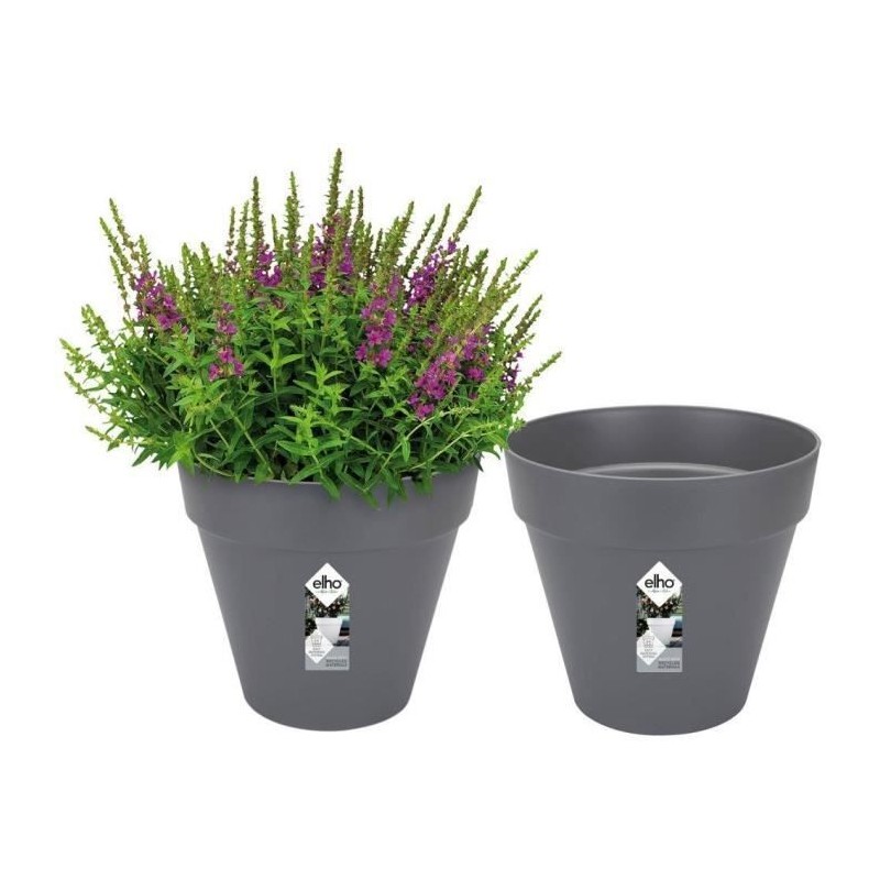 ELHO Lot de 2 pots de fleur rond Loft Urban - 19 L - Ø 28.5 x H 26 ELHO Lot de 2 pots de fleur rond Loft Urban - 19 L - Ø 28.5 x H 26