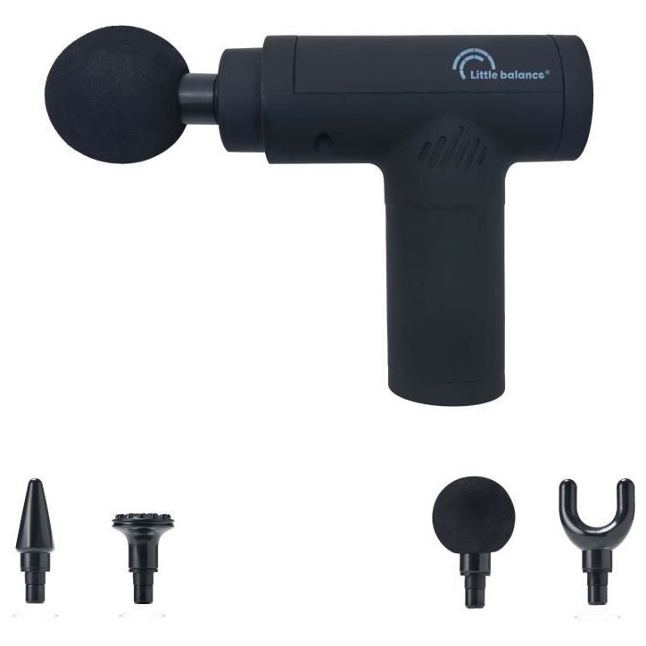 Pistolet massant - LITTLE BALANCE - Sport Relax - 6 vitesses - 4 tetes - Noir Pistolet massant - LITTLE BALANCE - Sport Relax - 6 vitesses - 4 tetes - Noir