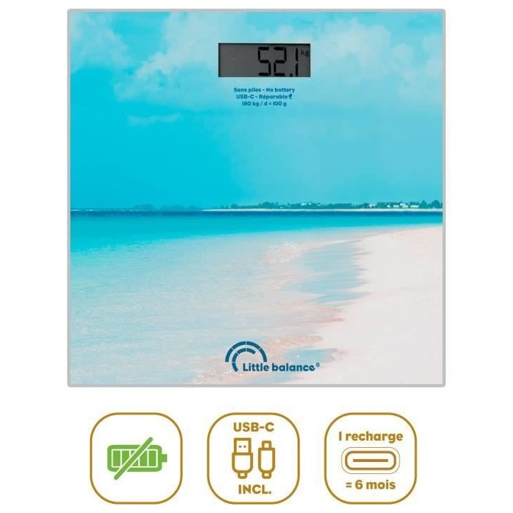 Pese-personne - LITTLE BALANCE - USB-C - Caraibes Pese-personne - LITTLE BALANCE - USB-C - Caraibes