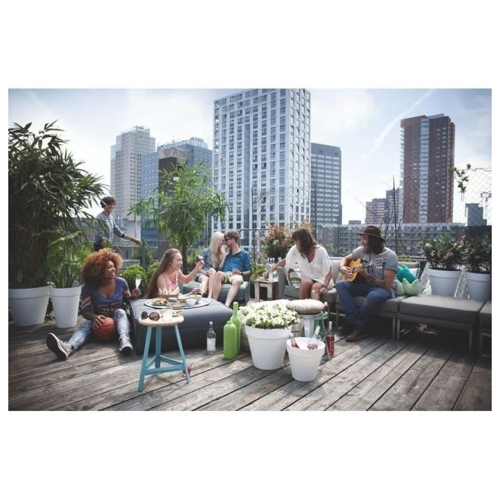 ELHO Lot de 2 pots de fleur rond Loft Urban - 19 L - Ø 28.5 x H 26 cm - Noir ELHO Lot de 2 pots de fleur rond Loft Urban - 19 L - Ø 28.5 x H 26 cm - Noir