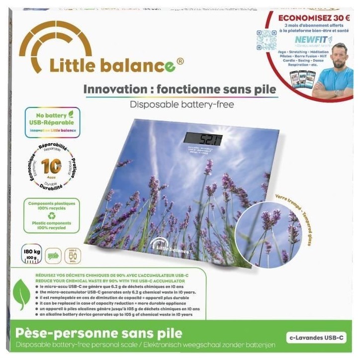 Pese-personne - LITTLE BALANCE - USB-C - Lavandes Pese-personne - LITTLE BALANCE - USB-C - Lavandes