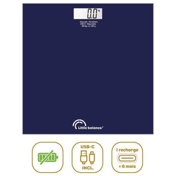 Pese-personne - LITTLE BALANCE - SB3 - USB-C - Bleu nuit Pese-personne - LITTLE BALANCE - SB3 - USB-C - Bleu nuit