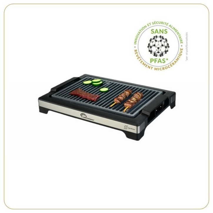 Barbecue électrique LITTLE BALANCE - Easy Nopifas - Surface de cuisson 38 x 25 cm - Revetement microcéramique sans PFAS - 2000 Barbecue électrique LITTLE BALANCE - Easy Nopifas - Surface de cuisson 38 x 25 cm - Revetement microcéramique sans PFAS - 2000