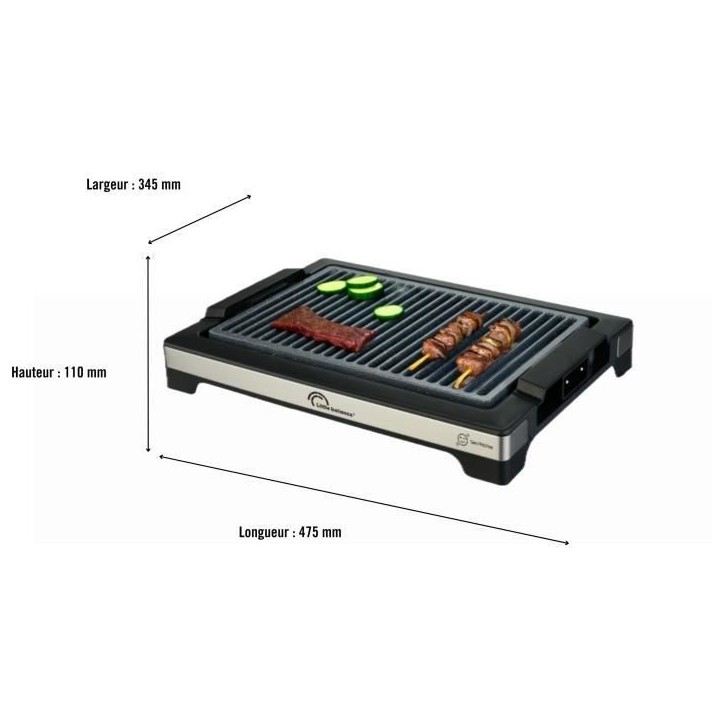 Barbecue électrique LITTLE BALANCE - Easy Nopifas - Surface de cuisson 38 x 25 cm - Revetement microcéramique sans PFAS - 2000 Barbecue électrique LITTLE BALANCE - Easy Nopifas - Surface de cuisson 38 x 25 cm - Revetement microcéramique sans PFAS - 2000