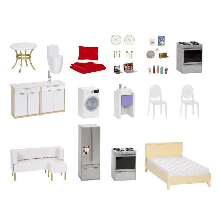 Rainbow High Townhouse - Maison en bois 3 étages et 6 pieces - Ascenseur fontionnel et meubles mobiles Rainbow High Townhouse - Maison en bois 3 étages et 6 pieces - Ascenseur fontionnel et meubles mobiles