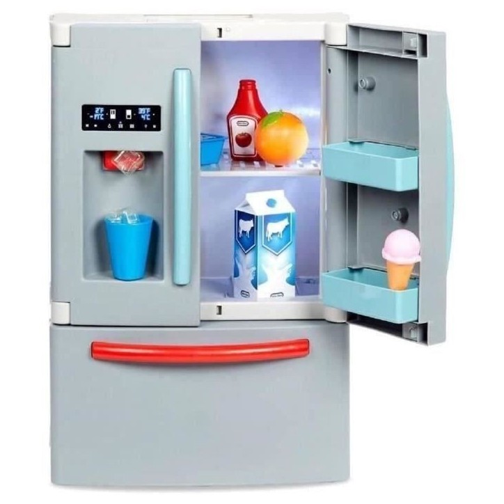 Little Tikes - Mon 1er frigo - Jeu d'imitation - Distributeur de glaçons réaliste - Lumieres et bruits réalistes - Nourriture