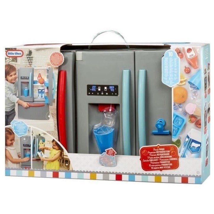 Little Tikes - Mon 1er frigo - Jeu d'imitation - Distributeur de glaçons réaliste - Lumieres et bruits réalistes - Nourriture