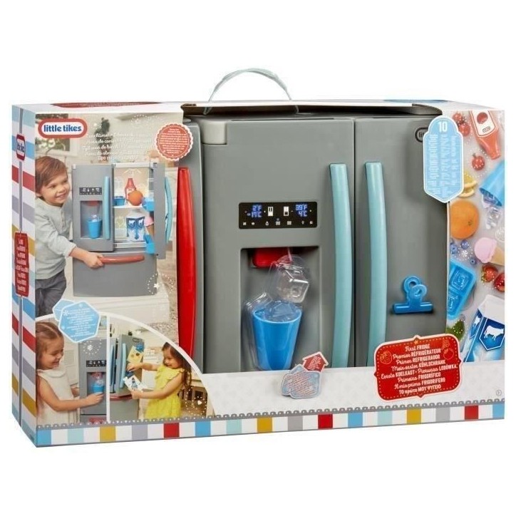Little Tikes - Mon 1er frigo - Jeu d'imitation - Distributeur de glaçons réaliste - Lumieres et bruits réalistes - Nourriture