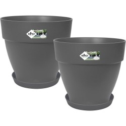 ELHO Lot de 2 pots de fleur rond avec soucoupes Vibia Campana + Loft