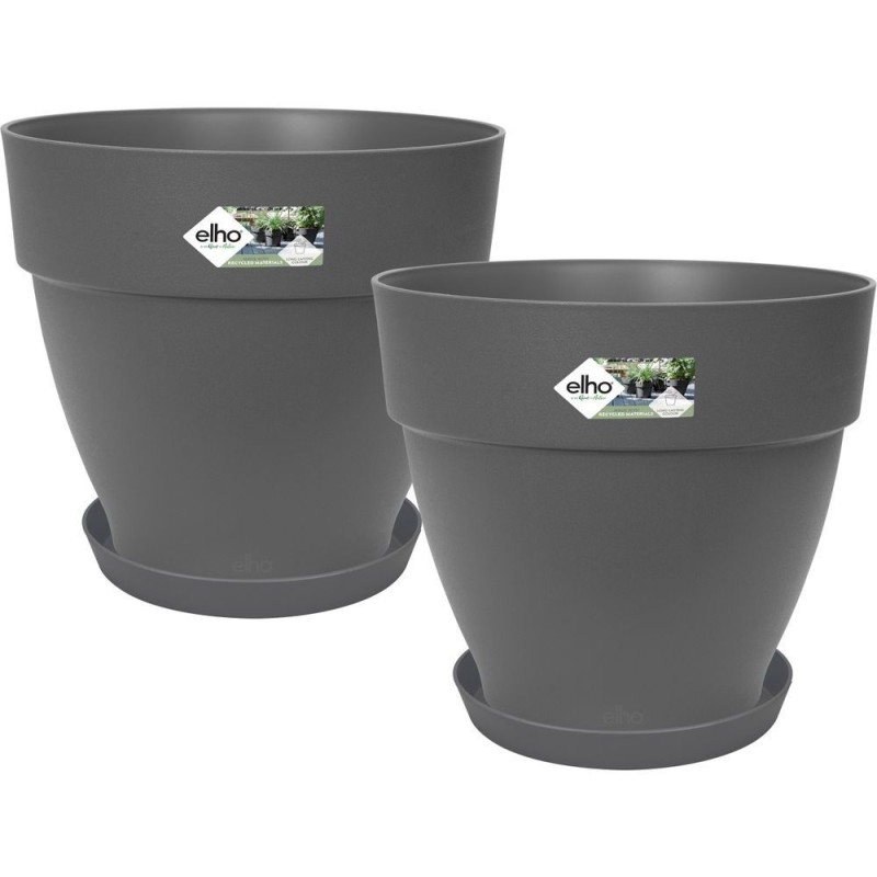 ELHO Lot de 2 pots de fleur rond avec soucoupes Vibia Campana + Loft ELHO Lot de 2 pots de fleur rond avec soucoupes Vibia Campana + Loft