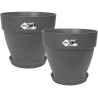 ELHO Lot de 2 pots de fleur rond avec soucoupes Vibia Campana + Loft