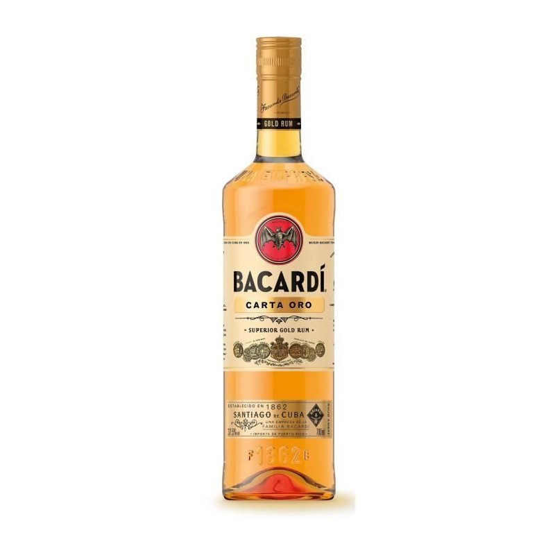 Rhum Bacardi Carta Oro - Rhum Ambré - Puerto Rico - 37,5%vol - 70cl Rhum Bacardi Carta Oro - Rhum Ambré - Puerto Rico - 37,5%vol - 70cl