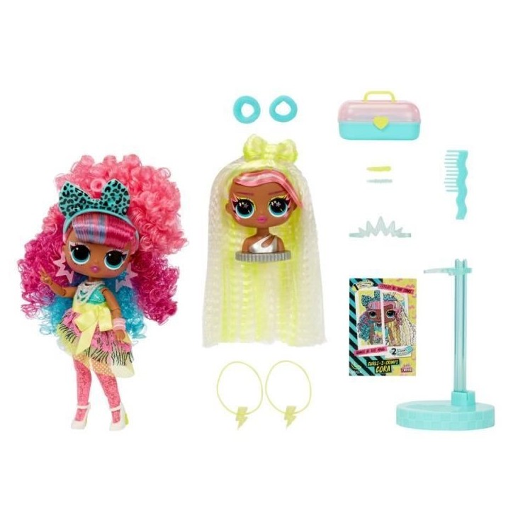 L.O.L. Surprise Tweens Surprise Swap Fashion Doll - Curls-2- Crimps Cora - 1 poupée Tweens 17cm, 1 mini tete a coiffer et des L.O.L. Surprise Tweens Surprise Swap Fashion Doll - Curls-2- Crimps Cora - 1 poupée Tweens 17cm, 1 mini tete a coiffer et des